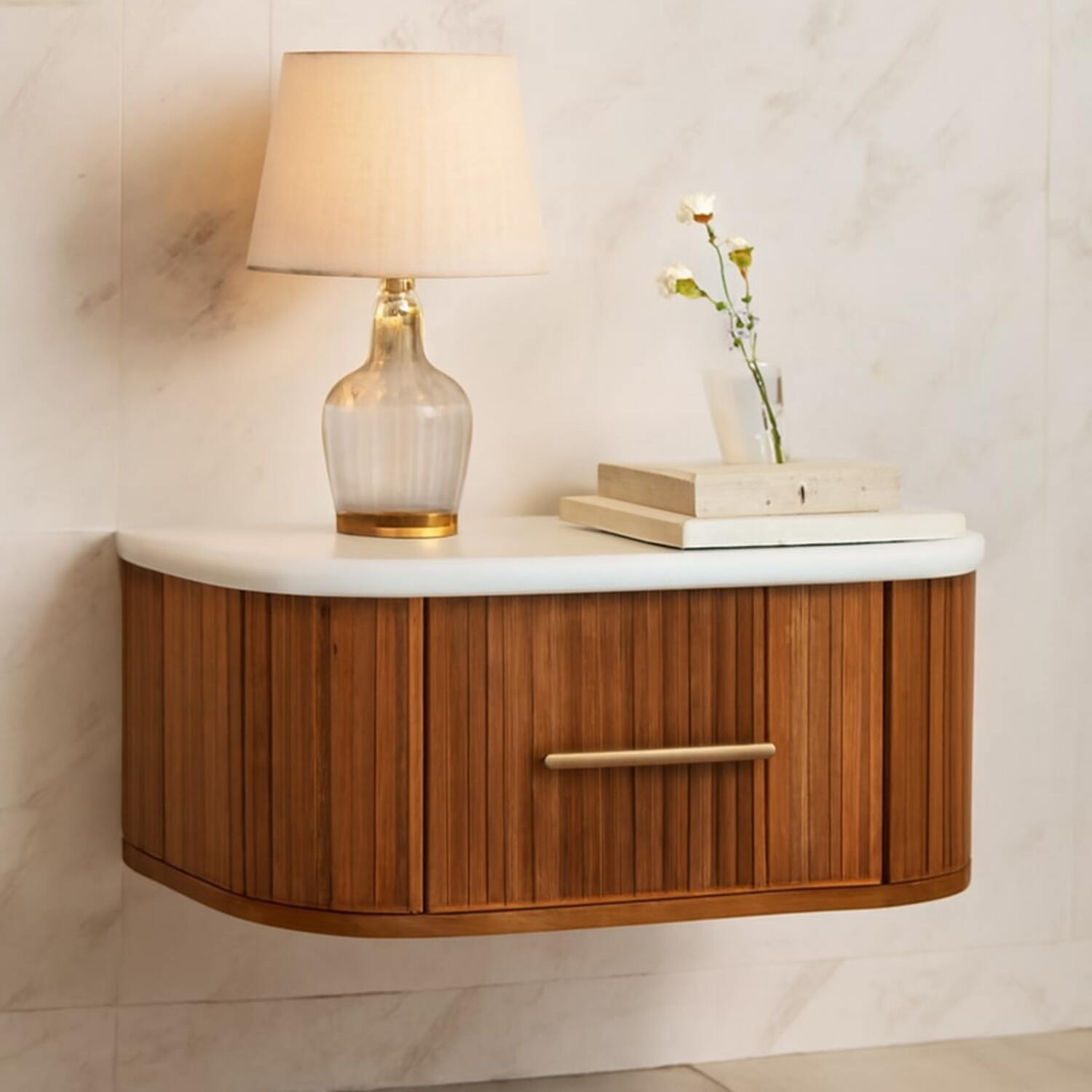 Solid Wood Beaumont Wall-Mounted Bedside - Brown