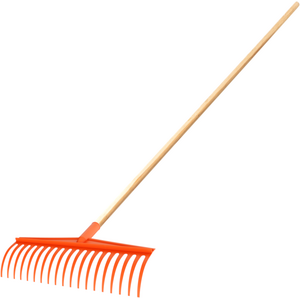 Heavy-Duty Garden Rake 19-Tine 44cm Plastic Head with Handle