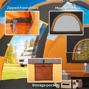 Orange Outsunny Dome Camping Tent 5 to 6 Man shot 13997944