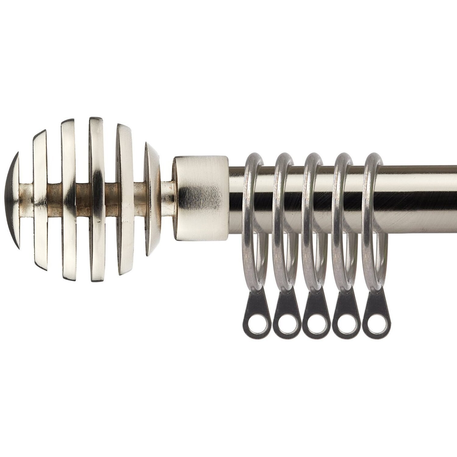 16-19mm Geneva Extendable Durable Metal Curtain Pole Set - Brushed Silver / 160cm