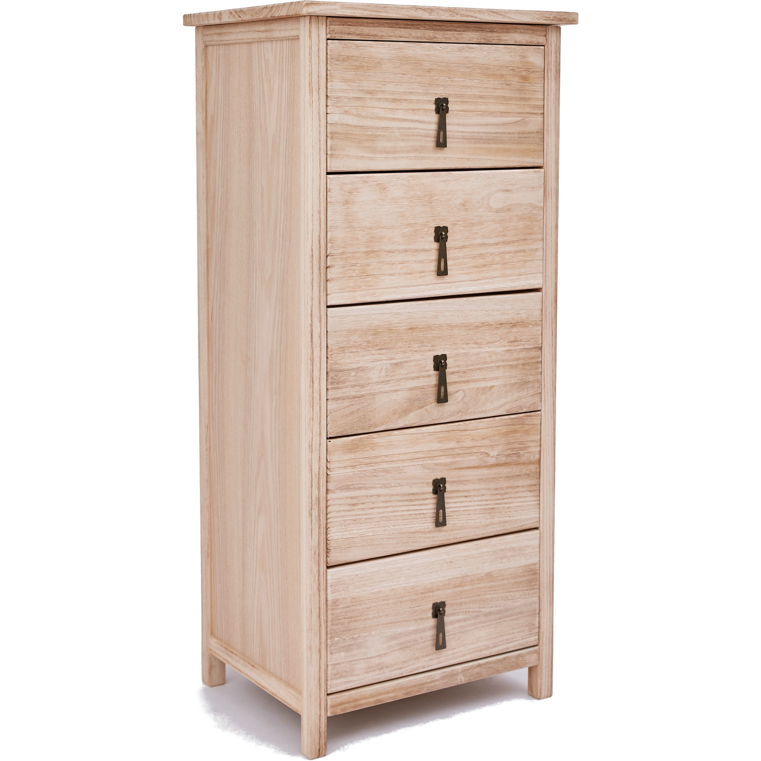 Cabinet Bits Portofino 5 Drawer Narrow Chest - Light Wood