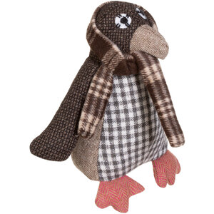 Bute Large Brown Check Penguin Door Stop