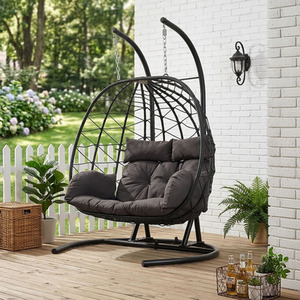 Two Seater Hanging Egg Chair with U Shaped Base