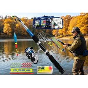 1.8m Telescopic Fishing Rod & Spinning Reel Combo Full Tackle Kit Beginner Set