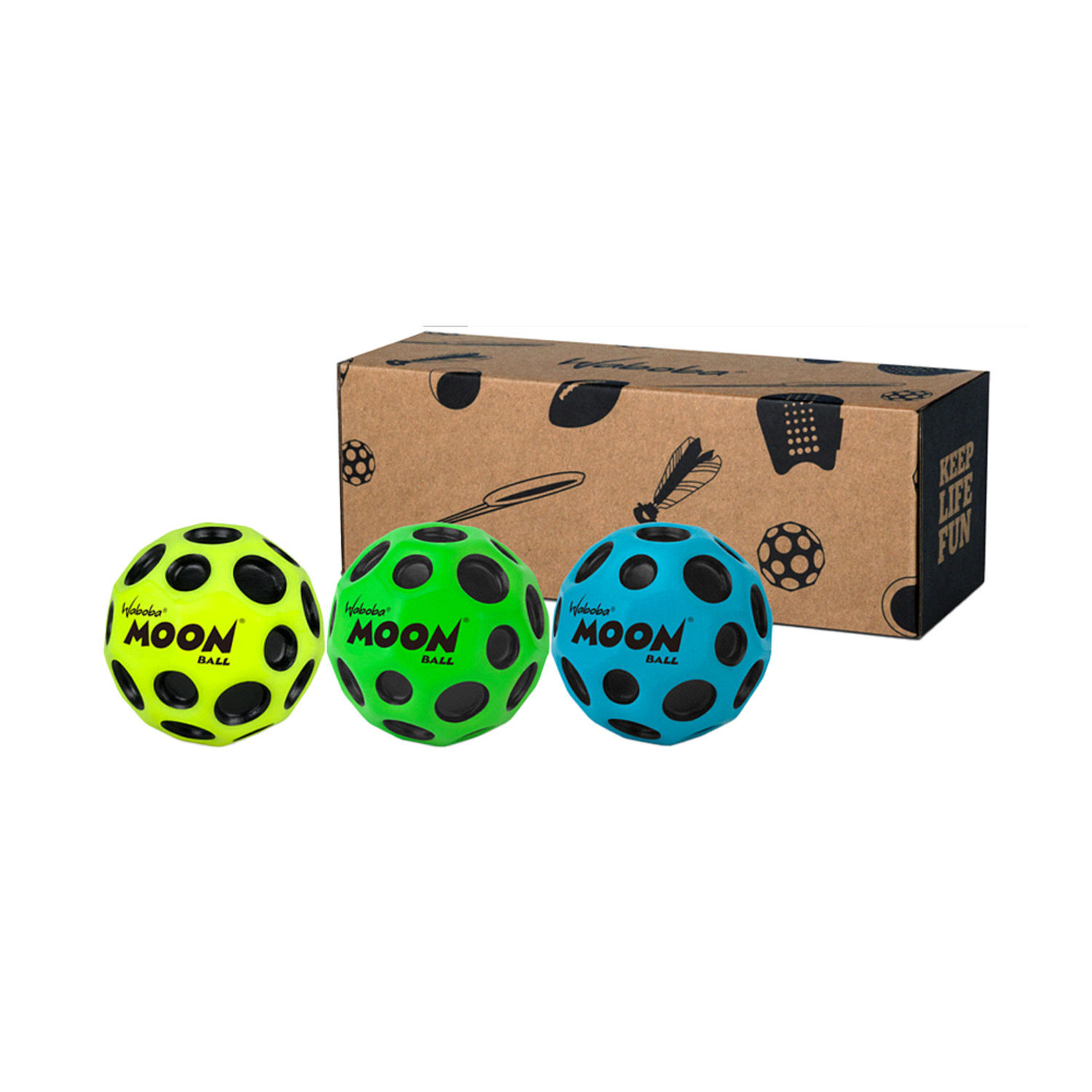 Waboba Moon Ball (Pack Of 3) - Blue/Green/Yellow