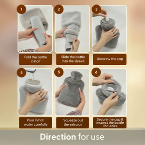 KEPLIN 2L Two-Tone Faux Fur Hot Water Bottle - Dual Hand Opening