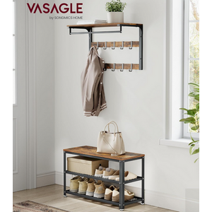 VASAGLE Shoe Bench with 2 Shelves