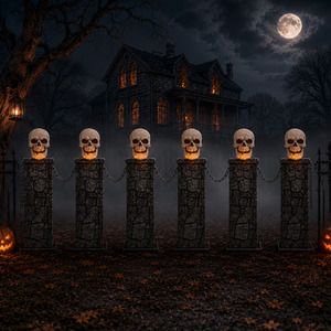 Light Up Halloween Skull Fence with LEDs