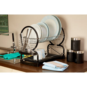 Laurie Black Enamel Coated Frame 2 Tier Dish Drainer