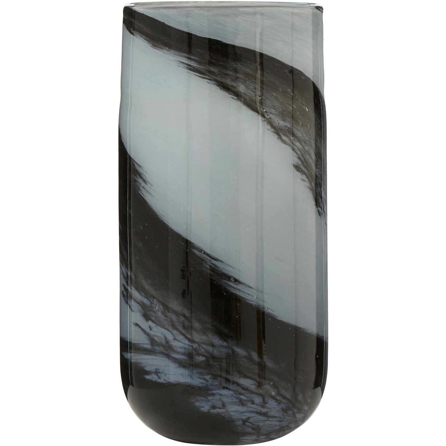 Orsina Carra Large Grey And Black Brushstroke Vase - Grey