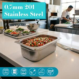 Stainless Steel Gastronorm Container with Lid 1/4 2.5L