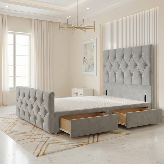 Chesterfield Velvet Divan Bed Base with 54