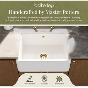 Fireclay Traditional Single Bowl Butler Kitchen Sink with Overflow - Balterley