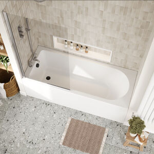 Round Single Ended 1700x700 Bath Set - Leg Set and Chrome Screen and Black Waste