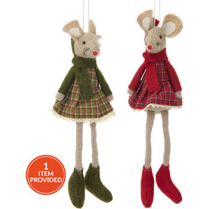 Traditional Tartan Mouse Hanging Decoration