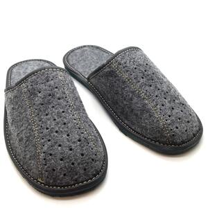 Men's Grey Felt Lined Slip On Mules Comfortable Slippers FIL (11 UK)