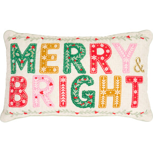 Merry and Bright Embroidered Cushion