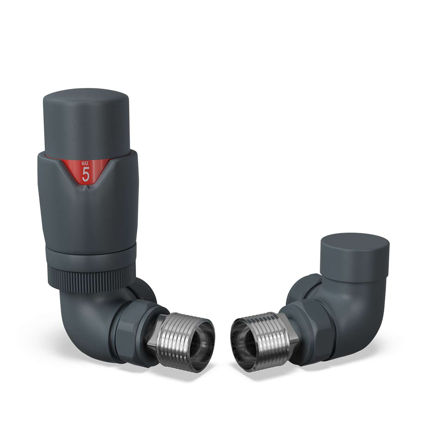 B&Q - Thermostatic Radiator Valve Set Trv Corner With Lockshield 15mmModern Style AnthraciteStirling Bold - Image 3