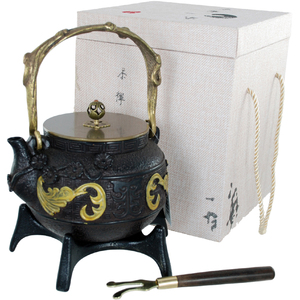 Buckingham Cast Iron Japanese Teapot 1500 ml + Star trivet 18 cm + Lid Lifter   in wooden Gift Box