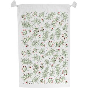 Mistletoe & Berries Present Bag - Novelty Xmas Santa Sack with Drawstring