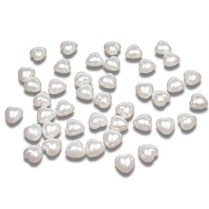 Pack of 50 Flat Backed White Pearl Heart Shape Beads