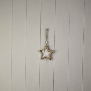Grey Furry Wooden Hanging Star