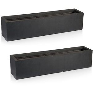 2x80cm Planter Window Box, Slate Grey Reinforced Stone Windowsill Planter, Outdoor Plant Pots