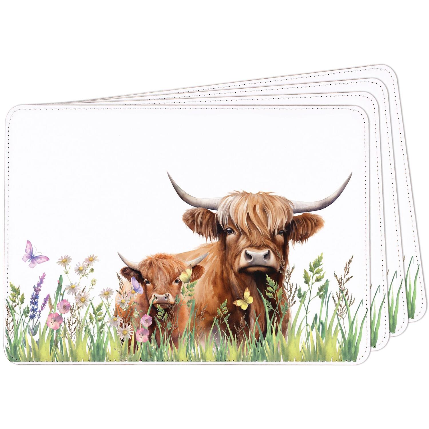 Image of Highland Cow Faux Leather Placemats -&hellip;