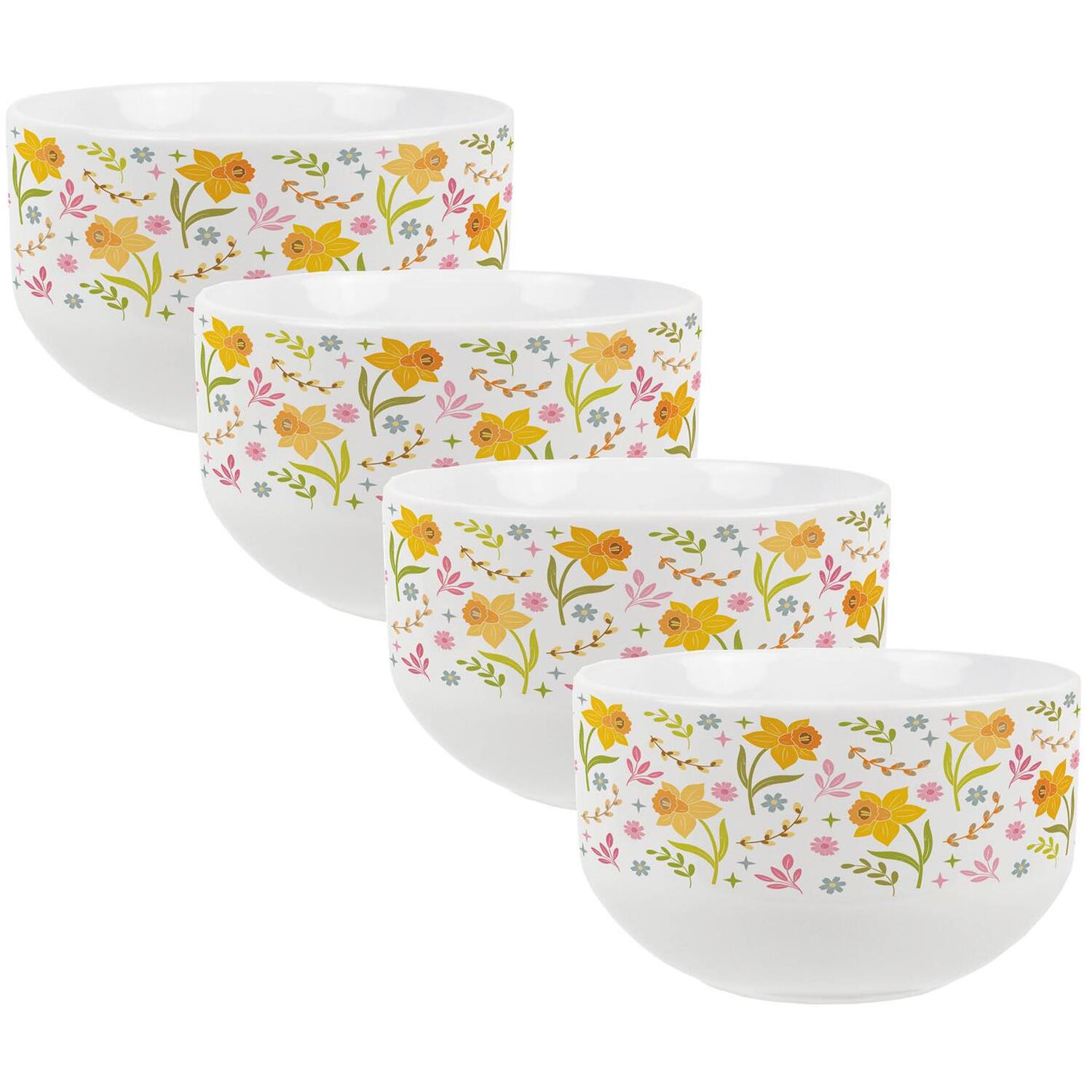 Image of Abstract Daffodils Ceramic Bowl - Yellow&hellip;