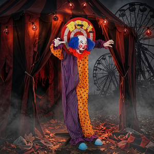 HOMCOM 167 cm Life Size Animated Clown Halloween Decorations