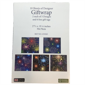 10 Sheet of Mix Designer Luxury Soft touch Foiled Christmas Giftwrap Celebration