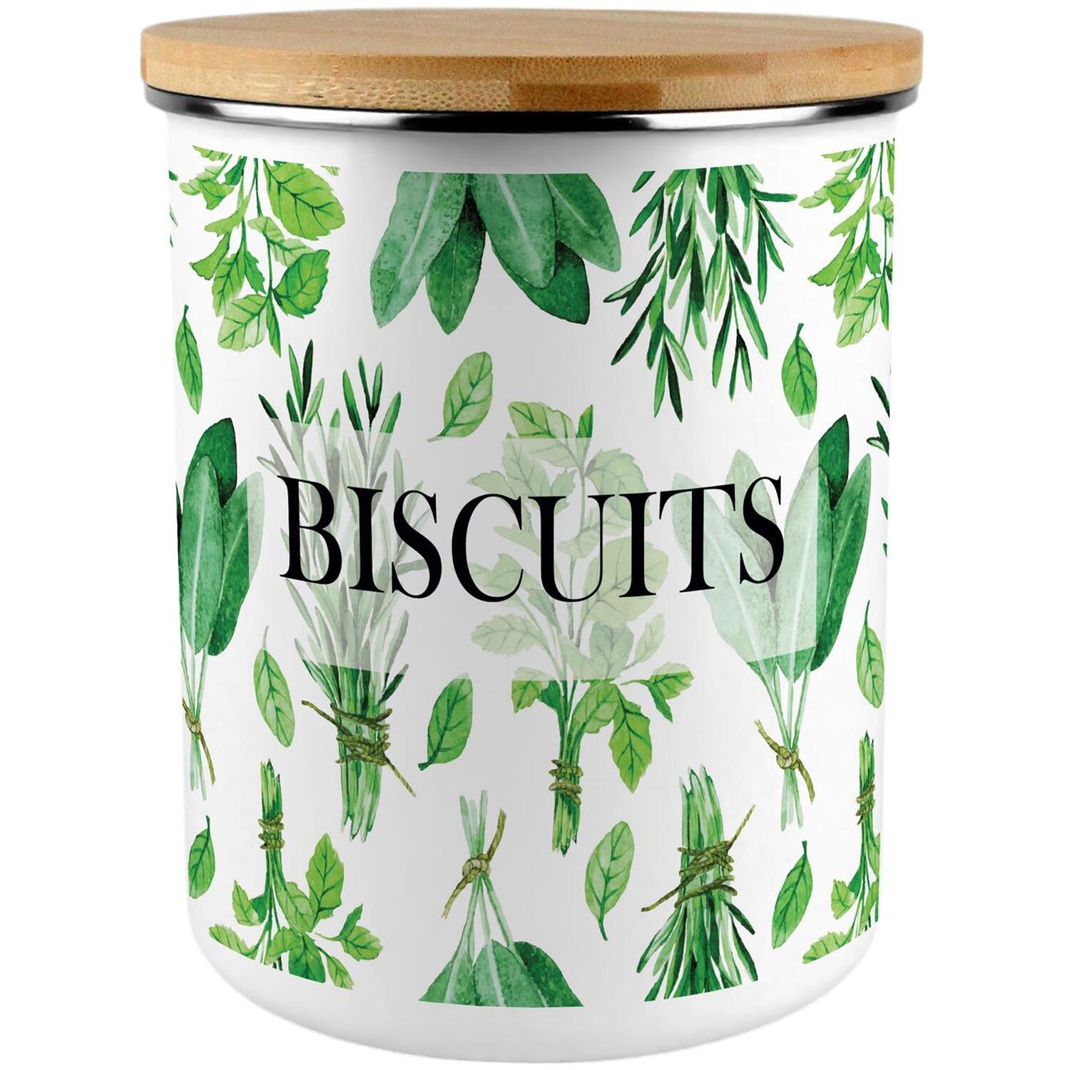 Extra Large Enamel Biscuit Canister - Kitchen Herbs Food Storage Jar Gift - Image 2