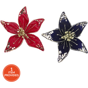 Gold Glitter Poinsettia Clip