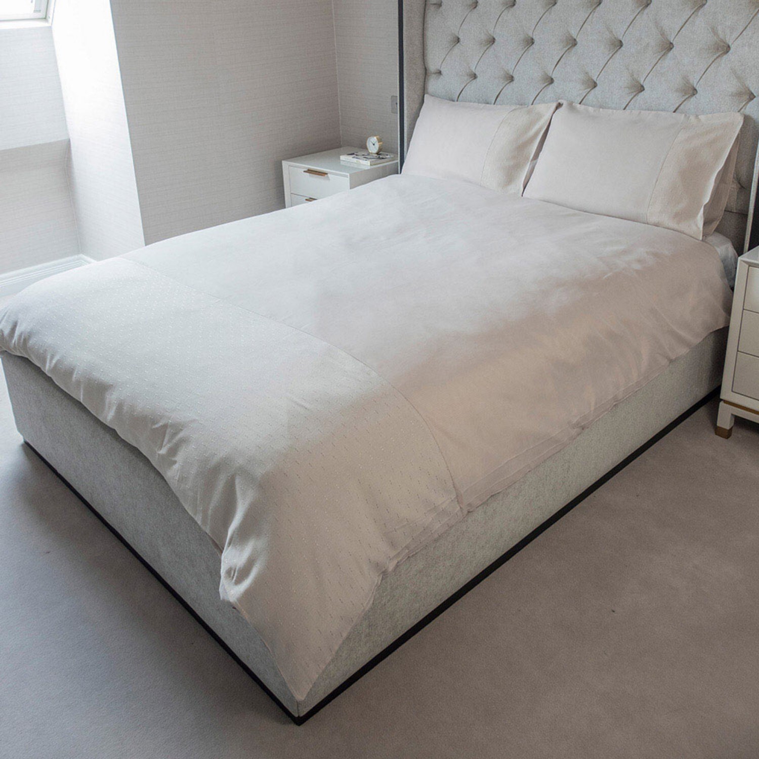 Voltico Dotted Jacquard Panel Duvet Set - Double & King Sizes in Grey
