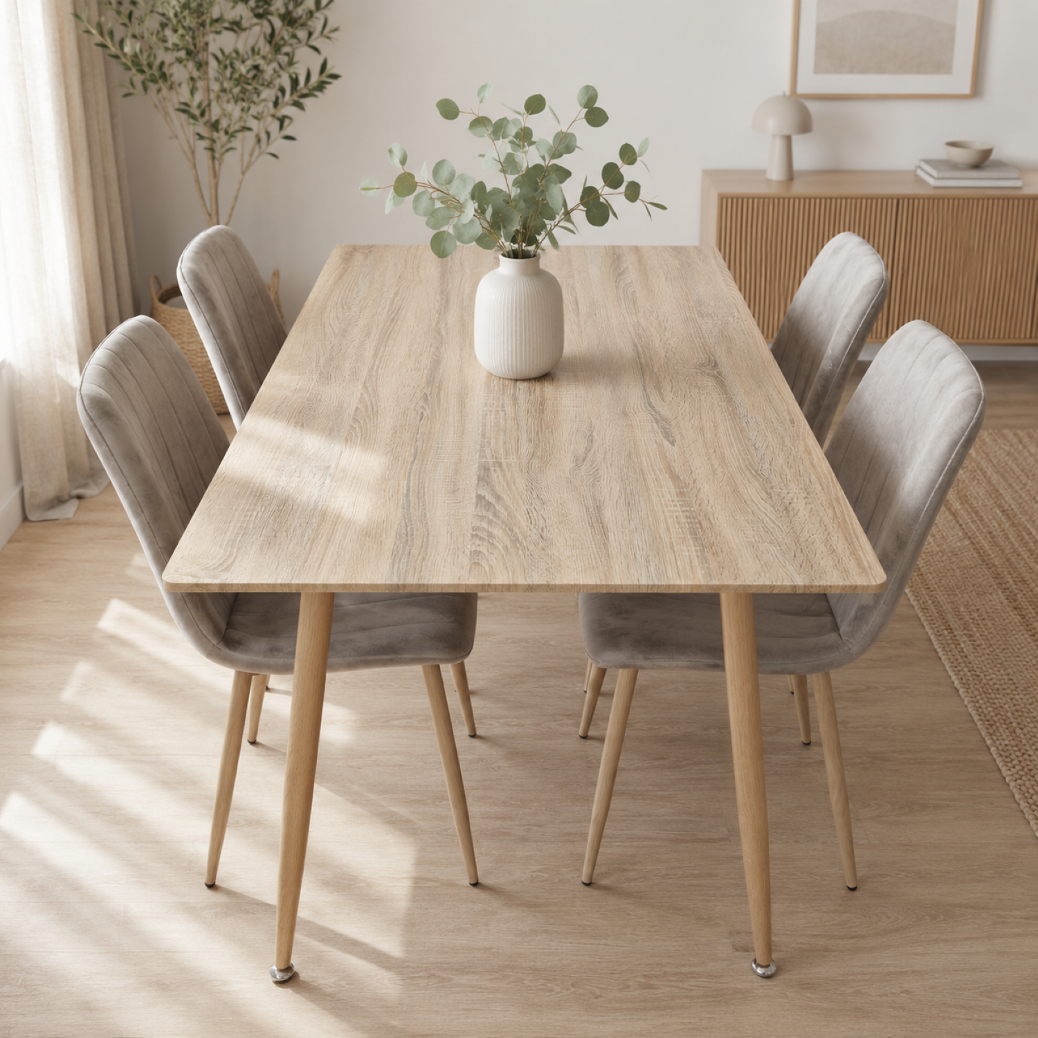 Kosy Koala - 4 Seater Dining Set - Wood Effect - Beige - Image 3