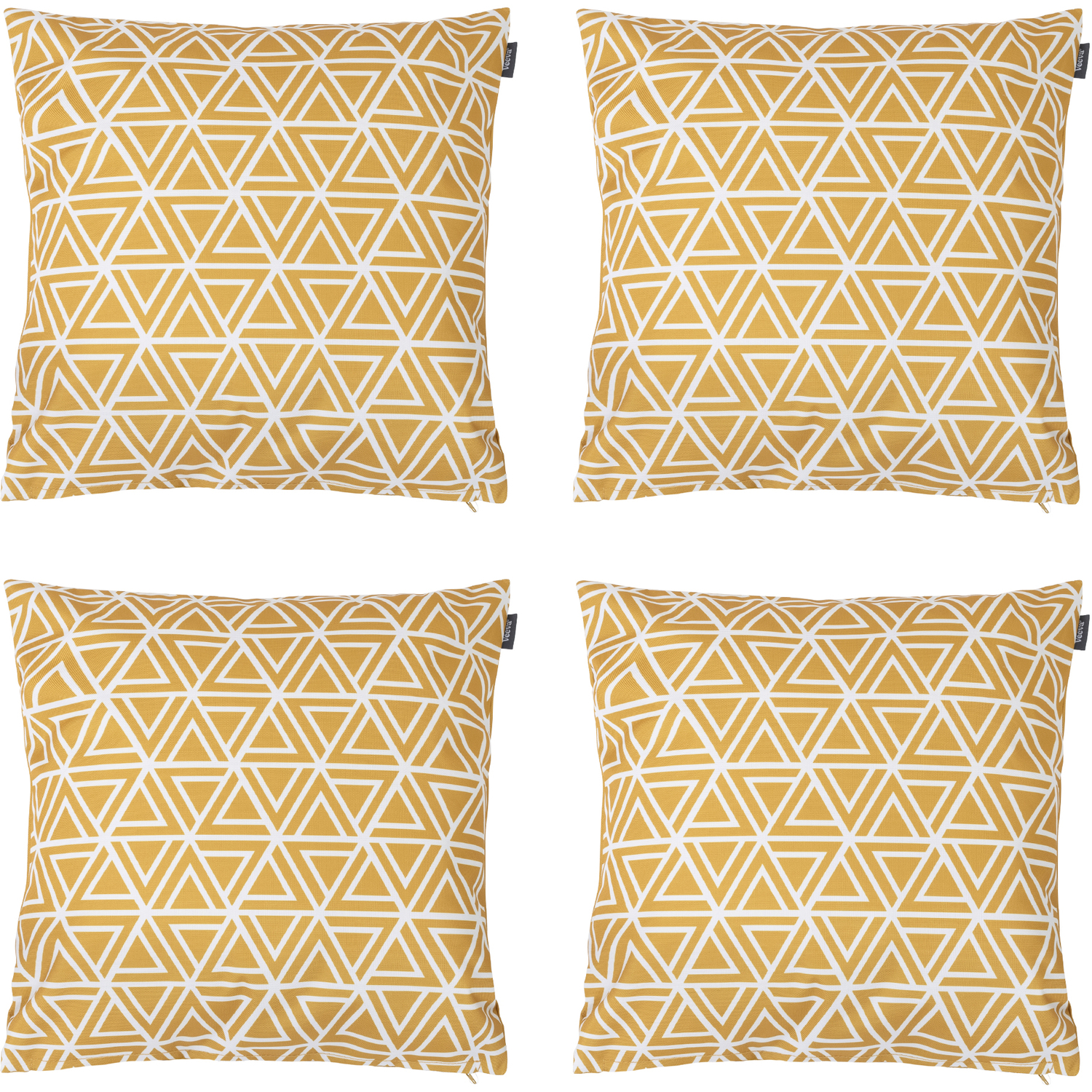 icon Indoor & Outdoor Waterproof Filled Cushion Set of 4 Teal Grey Geometric in Yellow | Size: 43 cm x 43 cm