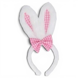 Fluffy Bunny Ears with Pink Bow Easter Headband