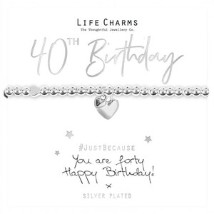 Life Charms 40th Birthday Heart Design Bracelet