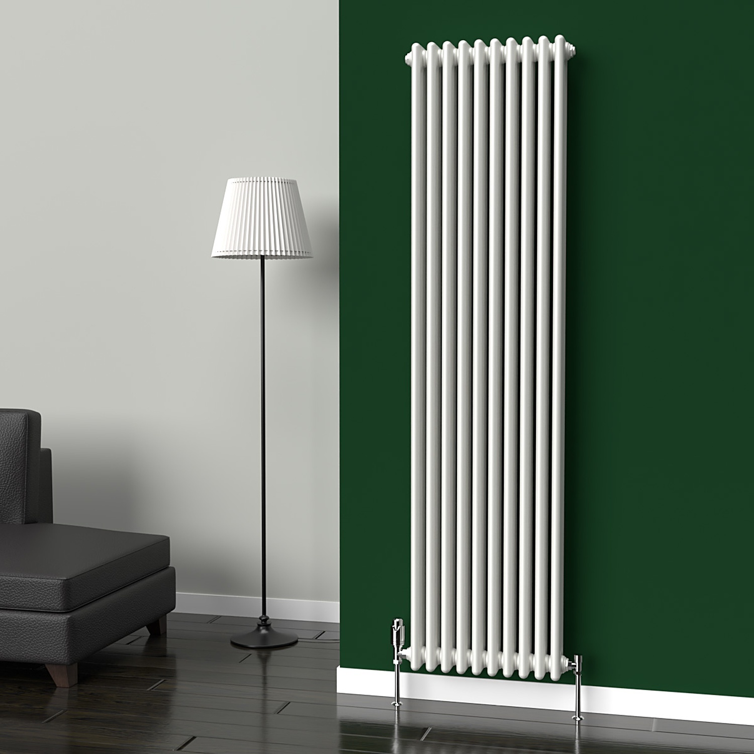 Lux Heat White Vertical 3 Column Traditional Radiator 1800mm (H) x 470mm (W) - Image 2