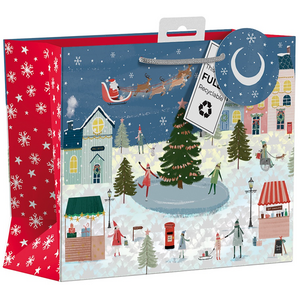 Pack of 6 Winter Village Medium Christmas Gift Bags