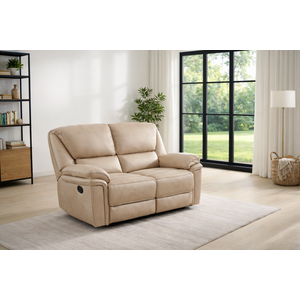 Denver Beige Fabric Reclining 2 Seater Sofa