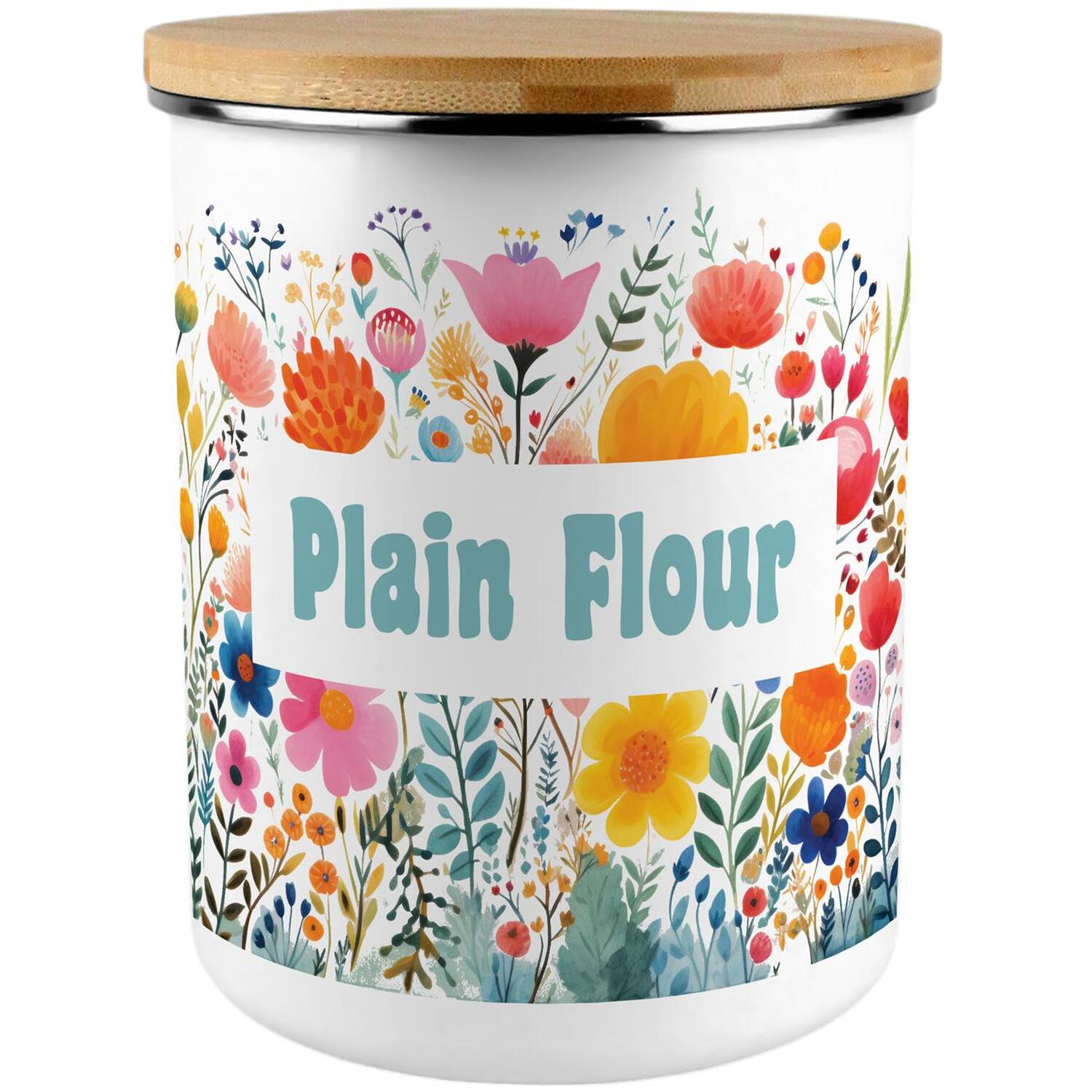 Floral Plain Flour Storage Canister - 2.7L X-Large Colourful Kitchen Gifts - Image 2