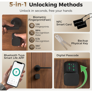 HOMCOM Smart Door Cylinder, 5-in-1 (Fingerprint/Passcode/APP/NFC/Key)