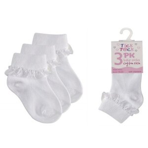 Baby Girls White 3pack Tot Lace Sock 0 - by Tick Tock