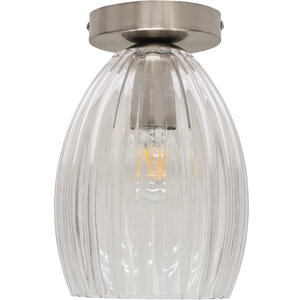 Birch Clear Fluted Glass Satin Nickel Ceiling Light Fitting