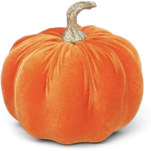 Velvet Pumpkin with Gold Glitter Stalk Halloween Decoration