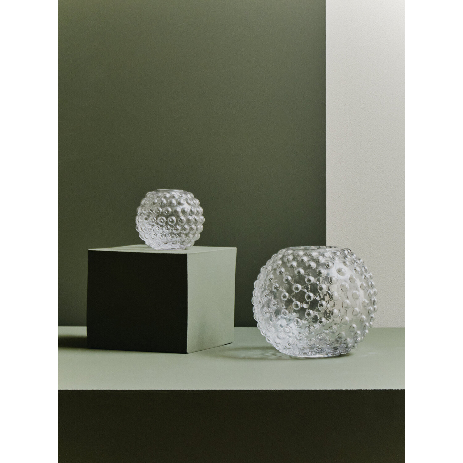 Orsina Compact Large Round Glass Vase, Functional Round Pottery Vase, Stylish & Elegant Glass Vase For Flowers in Clear