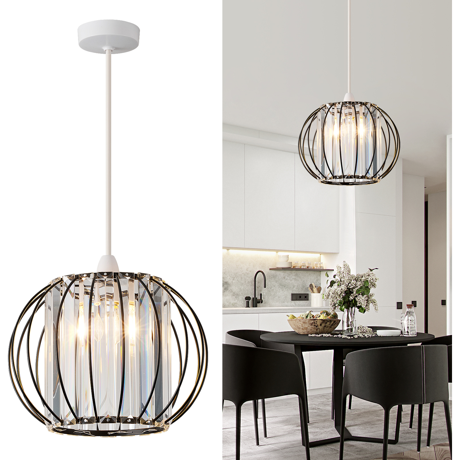 Harper Living Easy Fit Shade, Black Ceiling Light Shade 27cm Modern Lampshade - Image 3