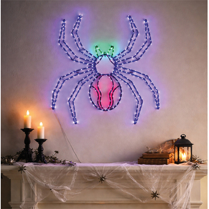 Multicolour Micro LED Metal Silhouette Spider Outdoor Timer