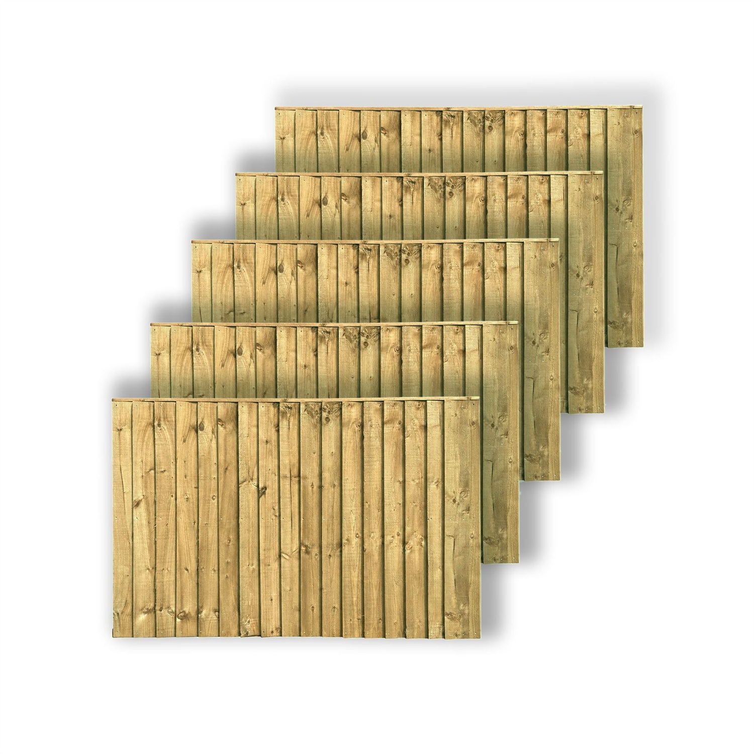 Snowdon Timber Treated Feather Edge Fence Panel (W) 1828Mm (H) 1200Mm - Pack Of 5 - Natural